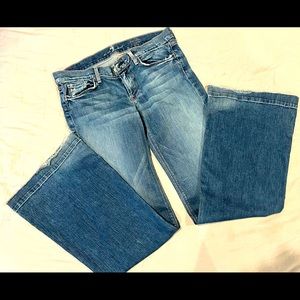7 for all man kind - size 31- low rise, wide leg jeans.